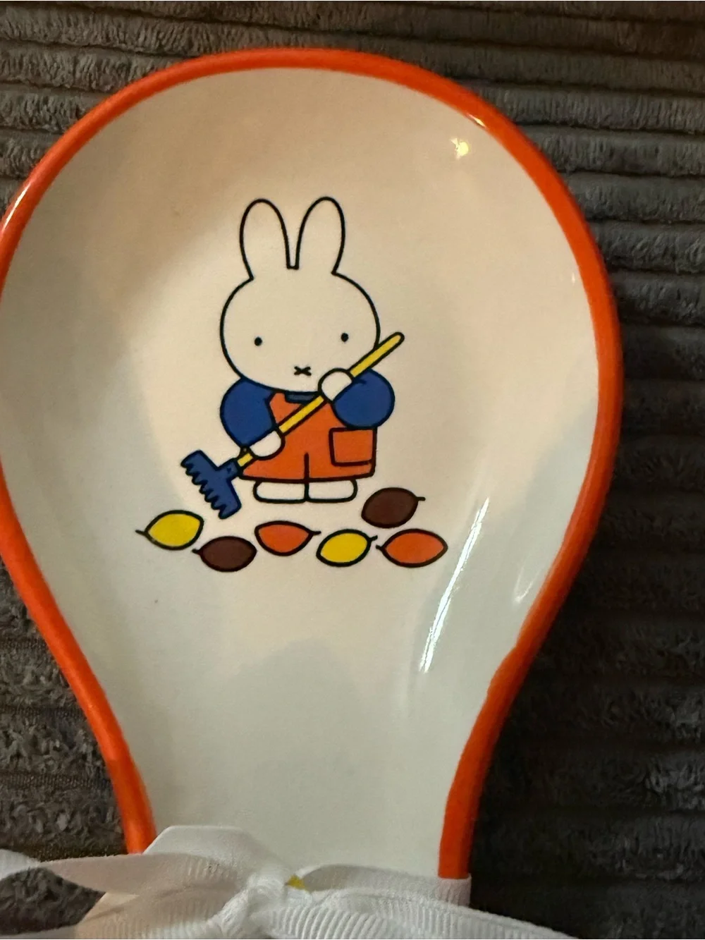 miffy White Ceramic Spoon Rest w/ Orange Accents- Fall Themed- NWT